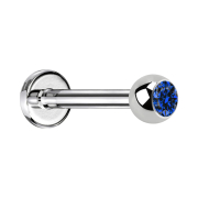 Labret silver with ball crystal dark blue