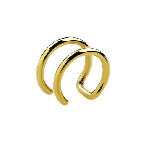 Gold-plated fake ear cuff with 2 rings