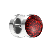 Fake plug with glitter dome red