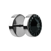Fake Plug mit kleinen und grossem Swarovski Kristall schwarz