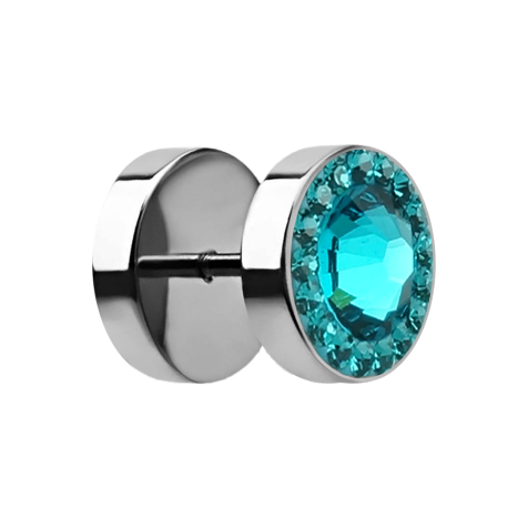 Fake Plug avec petit et grand cristal Swarovski turquoise