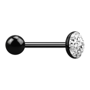Barbell black with ball and disc crystal silver and epoxy...