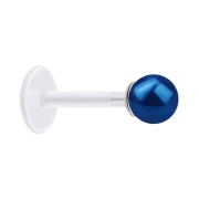 Micro Labret transparent mit Perle Kugel dunkelblau