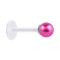 Micro Labret transparent mit Perle Kugel pink