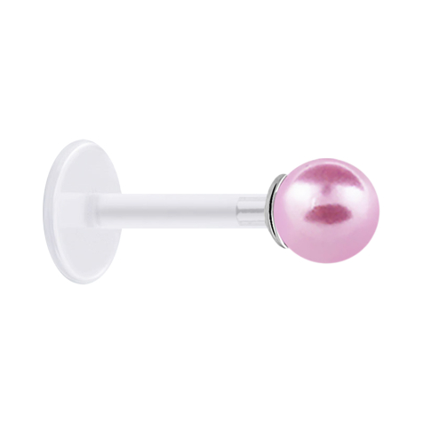 Micro labret transparent with pearl ball light pink
