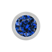 Micro Kugel silber mit Kristall dunkelblau