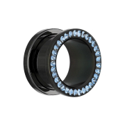 Flesh tunnel black with crystal light blue and epoxy...