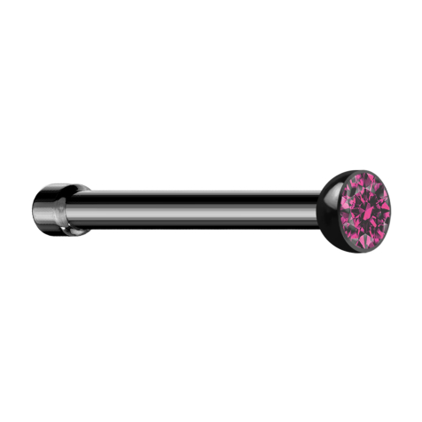 Nasenstecker gerade schwarz Halbkugel Kristall pink