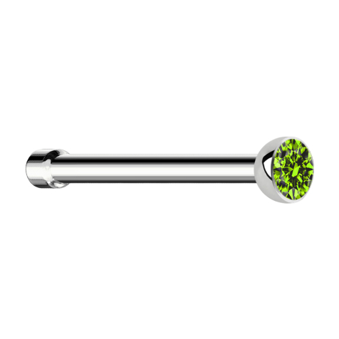 Clous de nez droit argent demi-sphère cristal vert clair