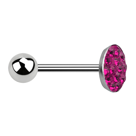Barbell silver with ball and disc crystal fuchsia