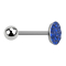 Barbell argent avec boule et disque cristal bleu foncé