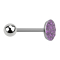 Barbell silver with ball and disc crystal light violet