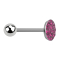 Barbell silver with ball and disk crystal pink