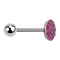 Barbell argent avec boule et disque cristal rose