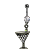 Banana nera con ciondolo cocktail e cristallo argento