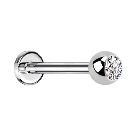 Micro labret silver with ball crystal silver