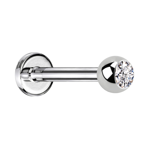 Labret silver with ball crystal silver