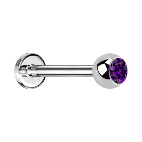 Micro labret silver with purple crystal ball