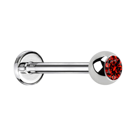 Micro labret silver with ball crystal red