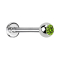 Micro labret silver with ball crystal light green