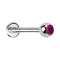 Micro Labret argent avec boule cristal fuchsia