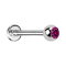Micro labret silver with ball crystal fuchsia