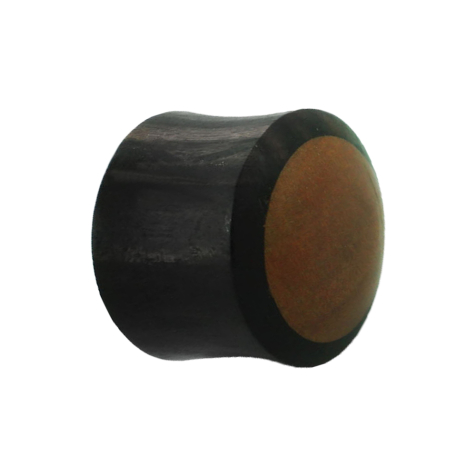 Flared plug made of areng wood with teak insert