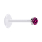 Micro Labret transparent avec boule et cristal fuchsia