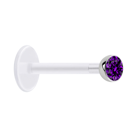 Micro Labret transparent avec boule et cristal violet