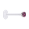 Micro Labret transparent avec boule et cristal rose