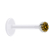Micro Labret transparent avec boule et cristal jaune