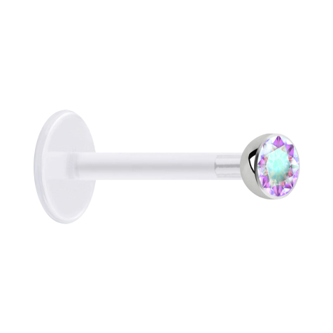 Micro labret transparent with ball and crystal multicolor