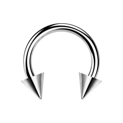 Circular barbell silver with two cones