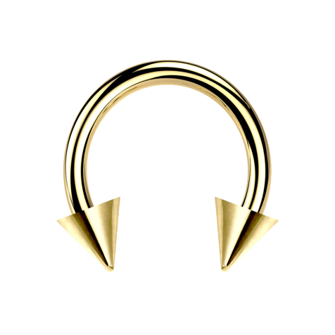 Gold-plated circular barbell with two cones