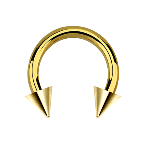 Circular Barbell filet femelle doré avec deux cônes