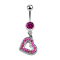 Banana silver with pendant heart and crystal fuchsia