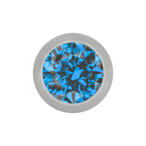 Micro boule argentée avec cristal bleu clair