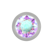 Micro Kugel silber mit Kristall multicolor