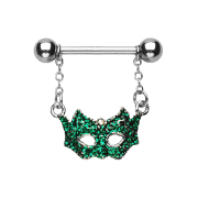 Barbell avec masque de bal costumé vert