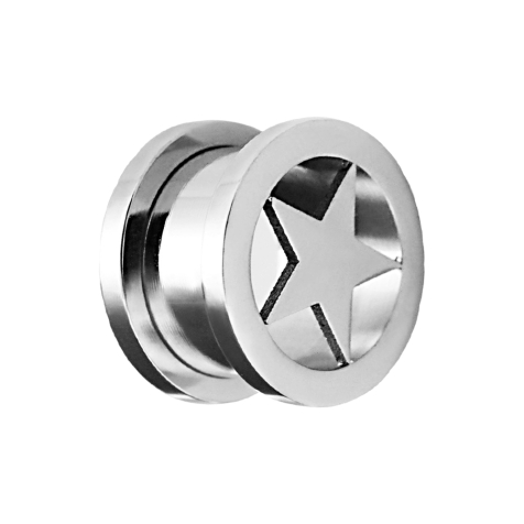 Flesh tunnel silver with star
