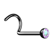 Nose stud curved black hemisphere crystal multicolor