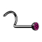 Curved nose stud black with crystal fuchsia