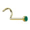 Curved gold-plated nose stud with turquoise crystal