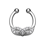 Fake septum with costume ball mask silver
