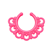 Fake Septum Tribal mit Kugeln pink