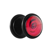 Fake Plug noir avec rose rouge