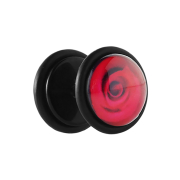 Fake plug black with red rose