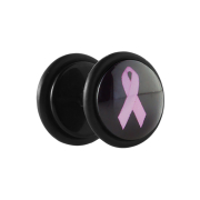 Fake plug black with pink ribbon