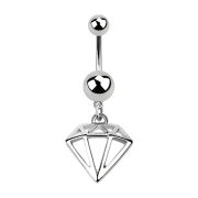 Ciondolo a banana in argento con diamante