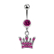 Banane argent avec pendentif couronne fuchsia